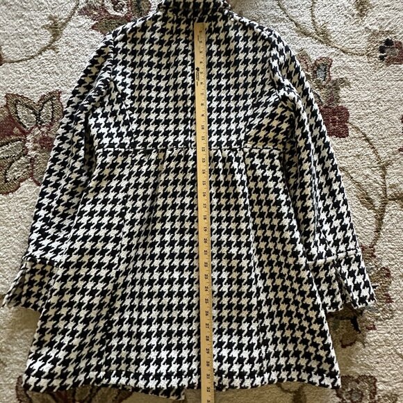 Express Pea Coat Wool Blend Houndstooth White Black Y2K Women's Size S‎ New - Picture 10 of 12
